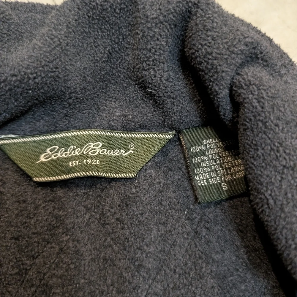 Eddie Bauer Fleece Lined Quilted Jacket Men's S Black Full Zip